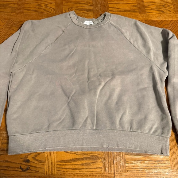 John Elliott Folsom Cropped Raglan Crew Sweater Sz 3 or L Distressed Boxy Fit - Picture 8 of 16